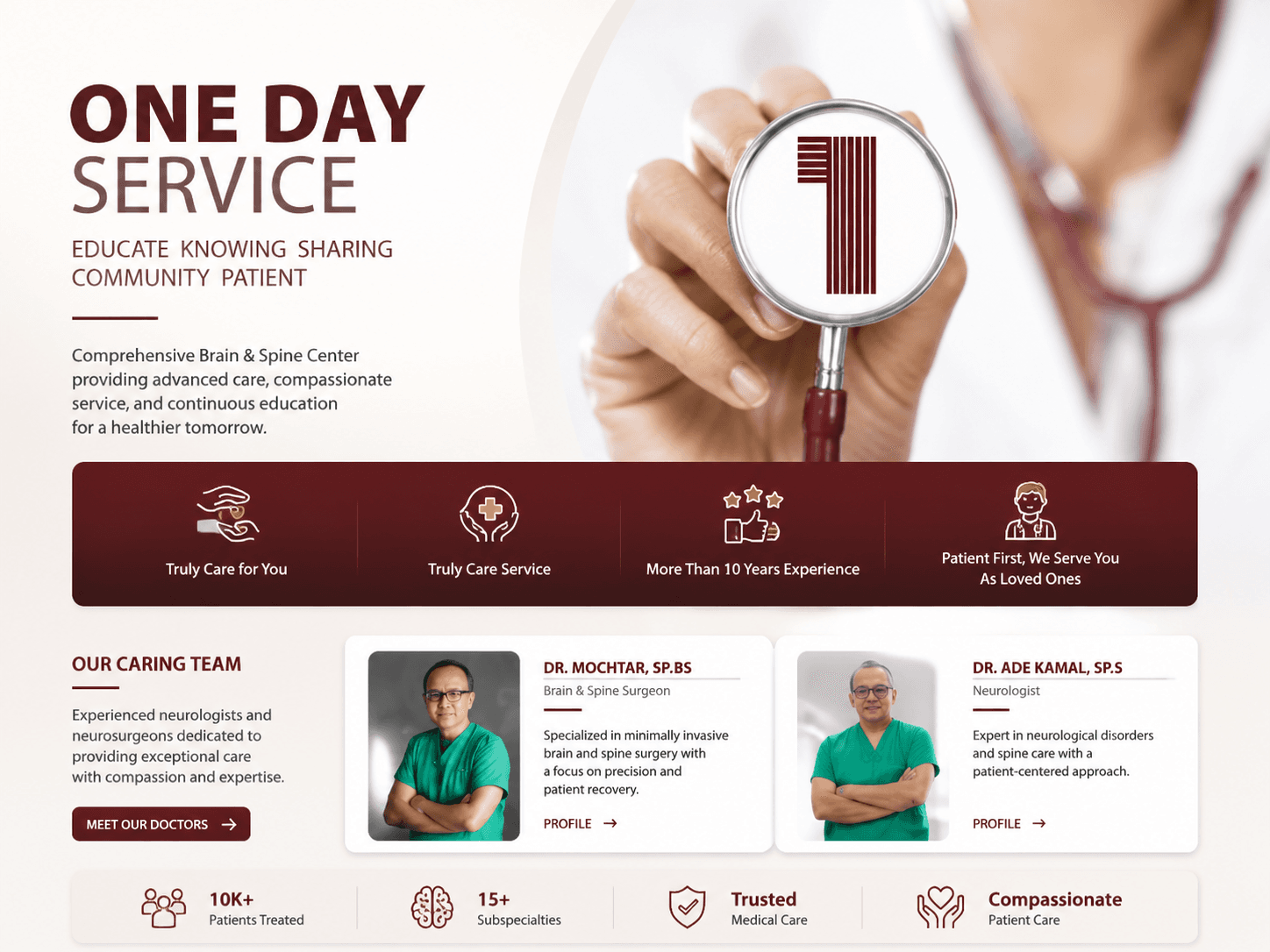 Healthcare website showcasing neurosurgery services, medical expertise, and patient information