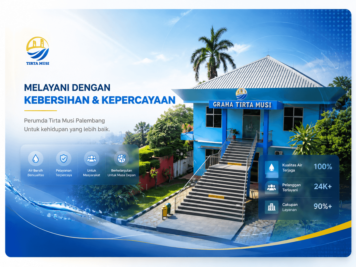 Modern public utility digital platform showcasing water management services and public information access